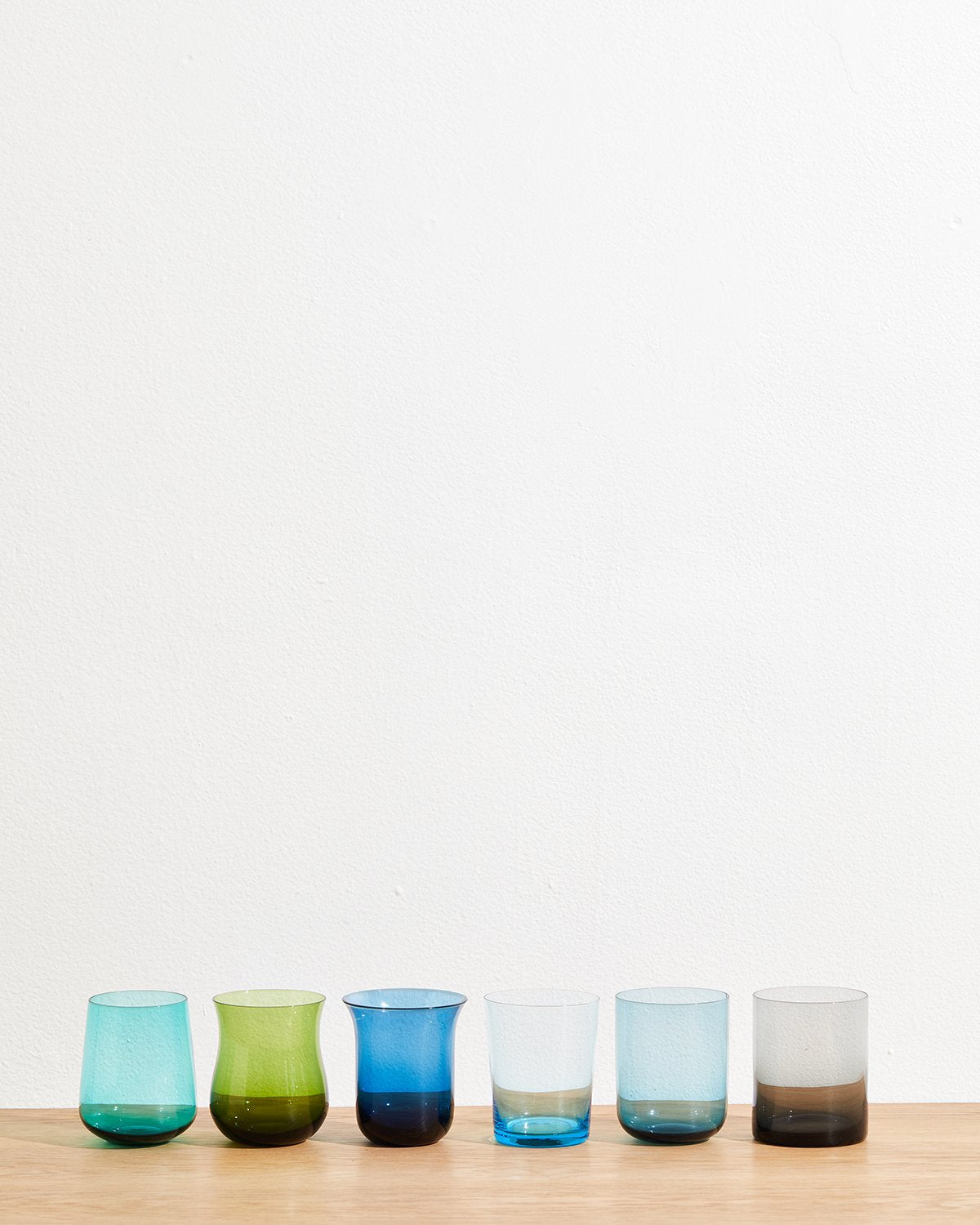 Bitossi Home Set of 6 Glasses Assorted Shapes Nuances Blue Green