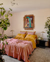 Pink Clay & Turmeric Two-Tone Quilted Bed Cover