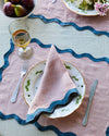 Lavender & Petrol 100% French Flax Linen Scalloped Placemats (Set of Four)