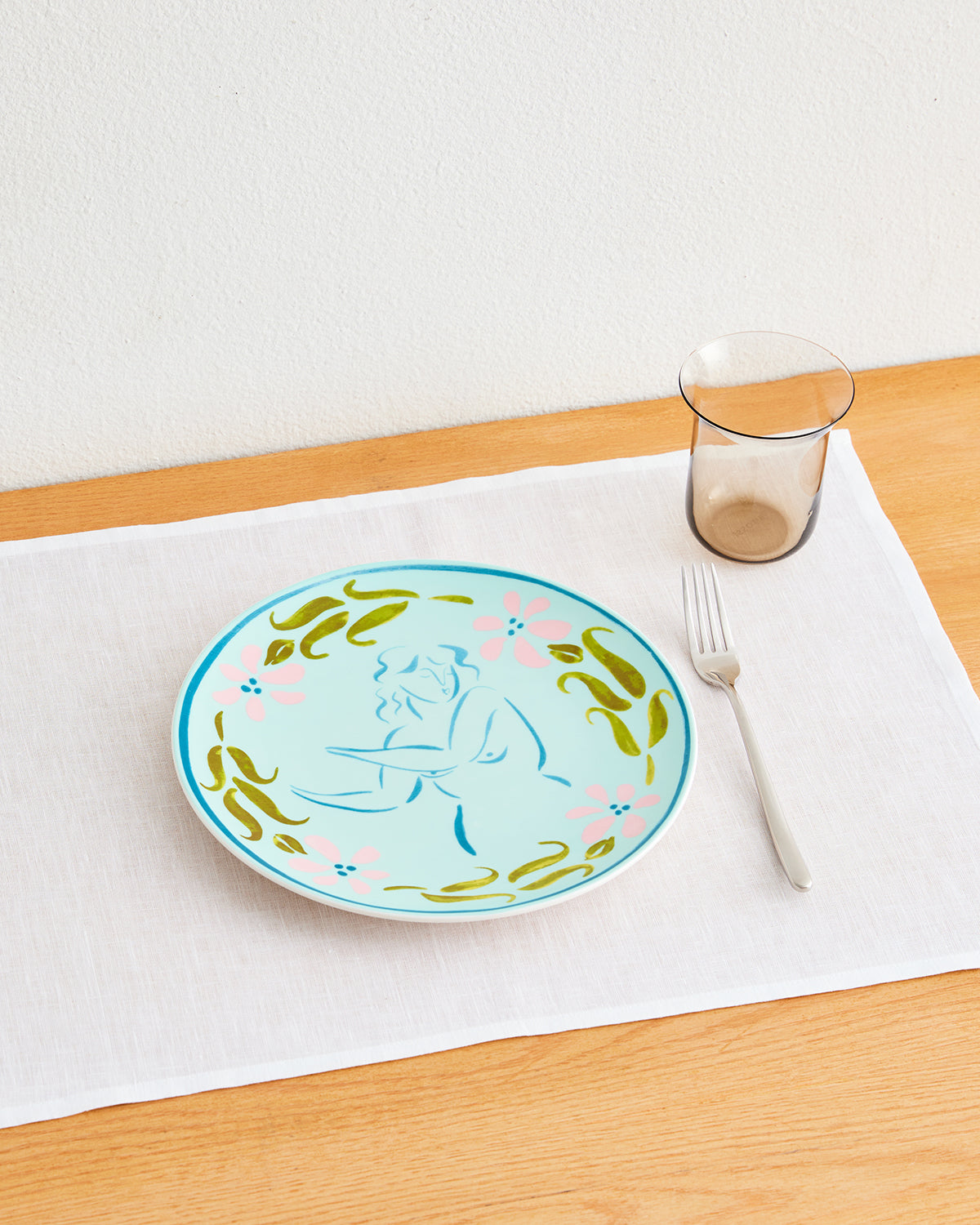 Liv & Dom x Bed Threads 'Soft Clematis' Ceramic Dinner Plate