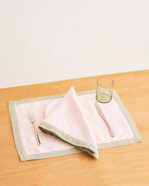 Rosewater & Sage 100% French Flax Linen Trim Napkins (Set of Four)