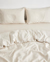 Oatmeal & White Stripe 100% French Flax Linen Bedding Set