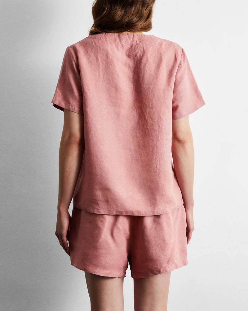 Pink Clay 100% French Flax Linen T-Shirt