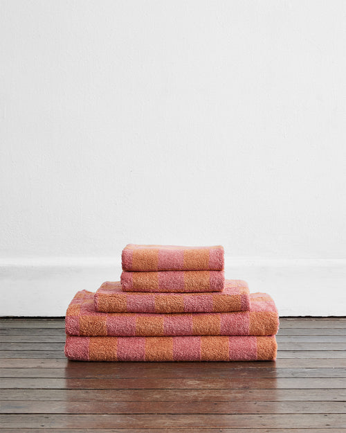Pink Clay & Hazelnut Check Bath Towel Bundle