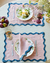 Lavender & Petrol 100% French Flax Linen Scalloped Placemats (Set of Four)