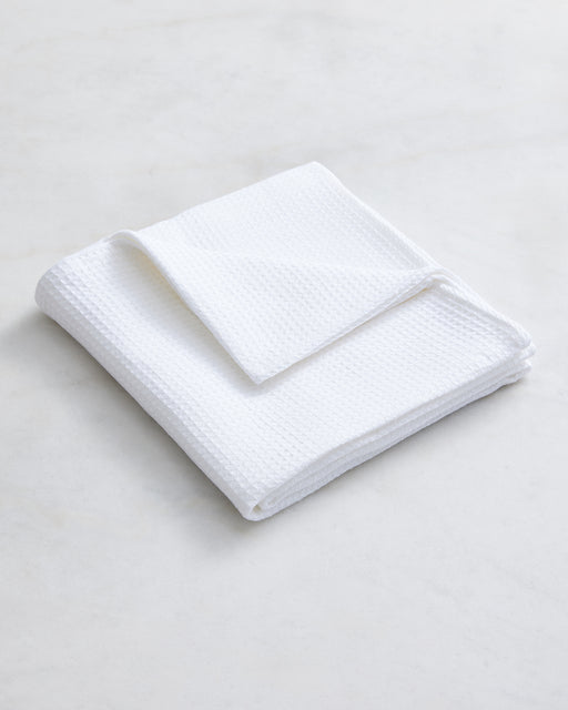 White 100% French Flax Linen Waffle Bath Towel