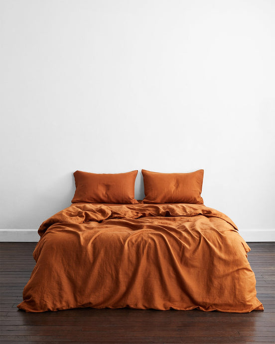 Rust 100% French Flax Linen Bedding Set