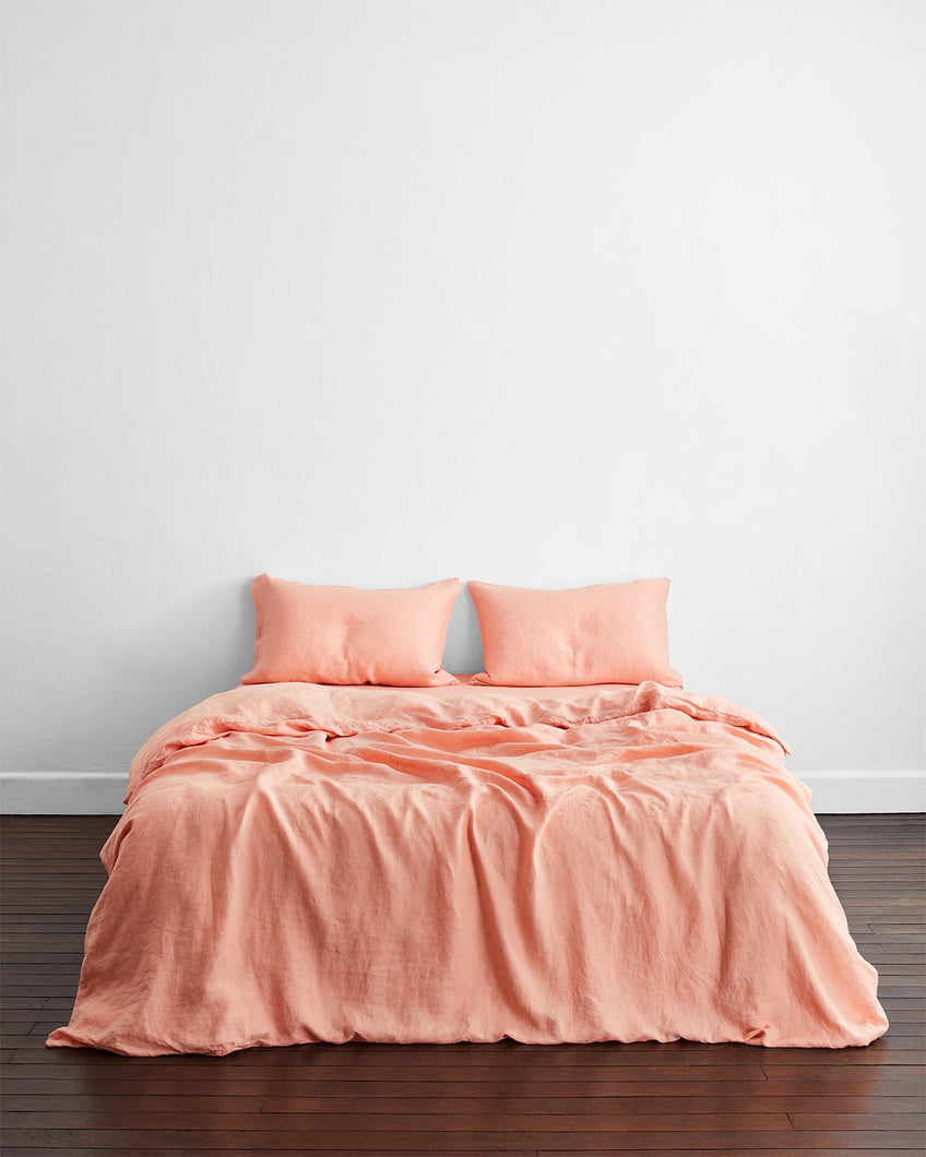 Peach 100% French Flax Linen Bedding Set