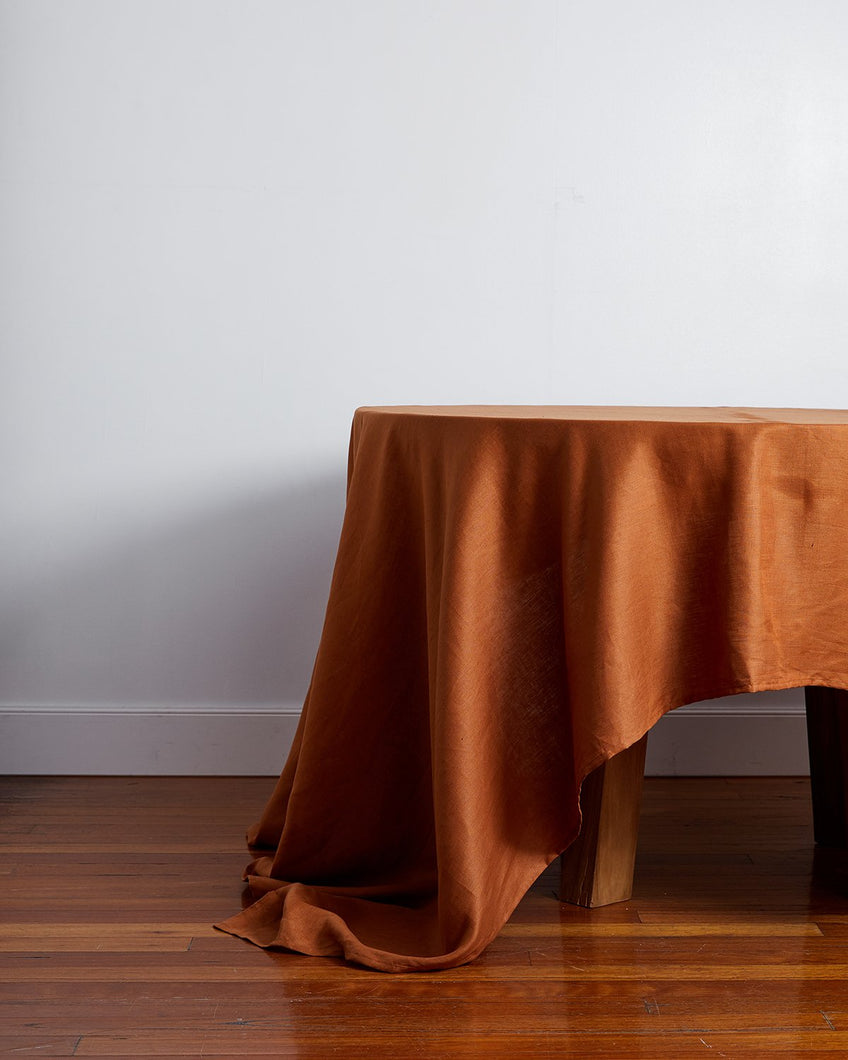Rust 100% French Flax Linen Tablecloth