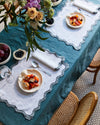 White & Mineral 100% French Flax Linen Scalloped Placemats (Set of Four)