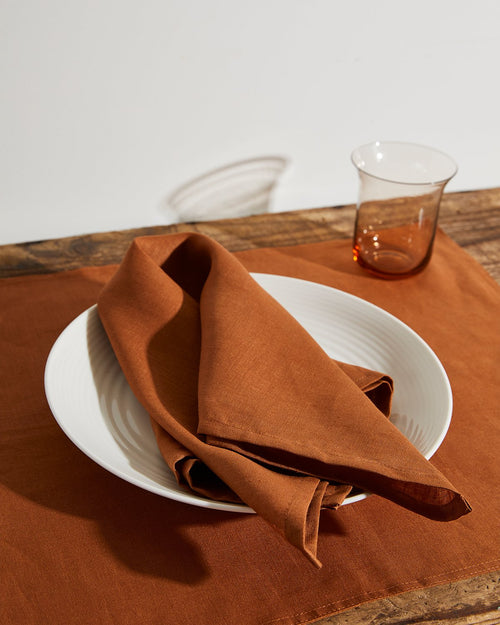 Rust 100% French Flax Linen Napkins (Set of Four)