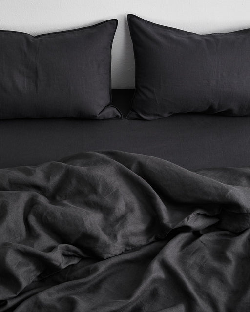 Charcoal 100% French Flax Linen Pillowcases (Set of Two)