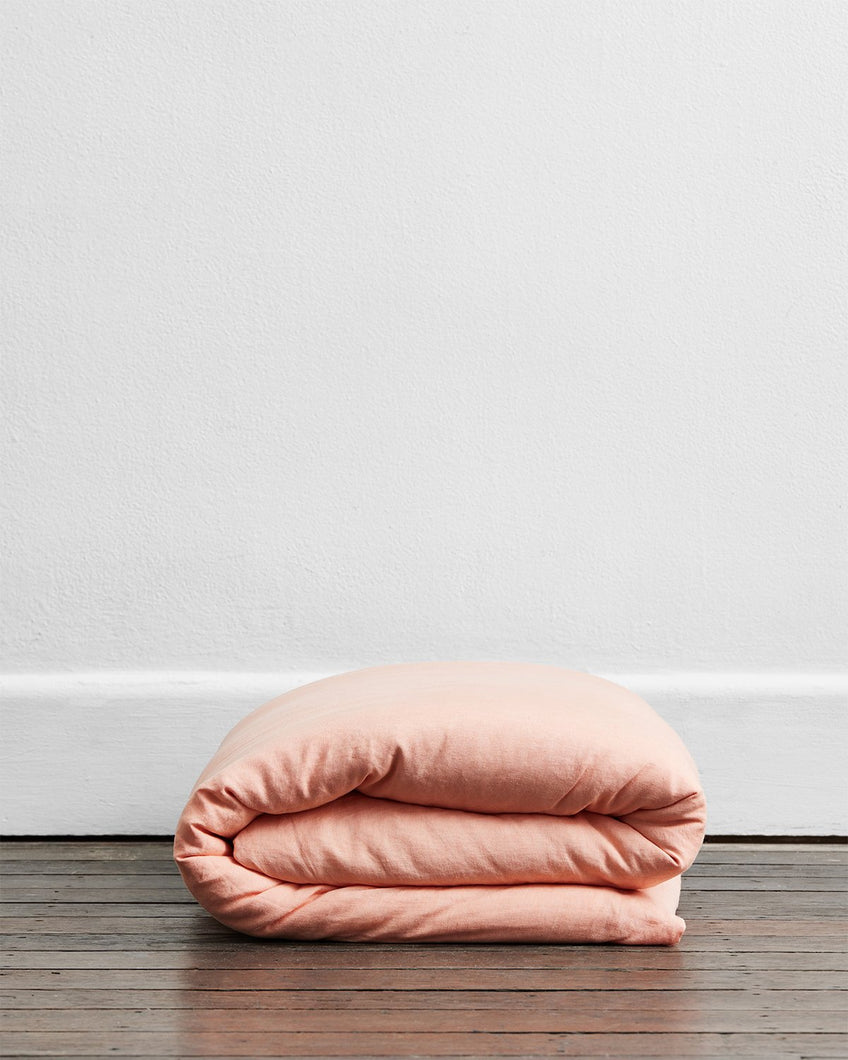 Peach 100% French Flax Linen Duvet Cover