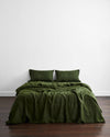 Olive 100% French Flax Linen Duvet Cover