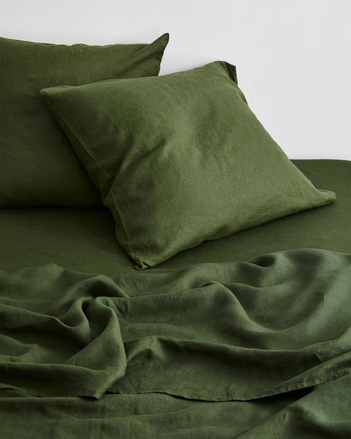 Olive 100% French Flax Linen European Pillowcases (Set of Two)