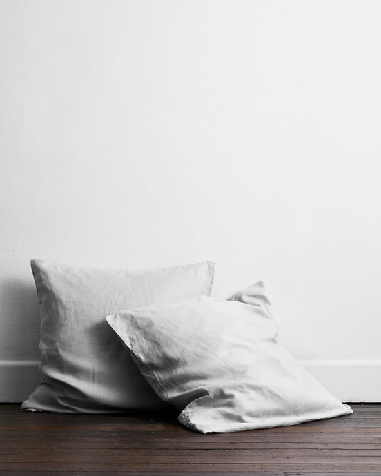 Fog 100% French Flax Linen European Pillowcases (Set of Two)