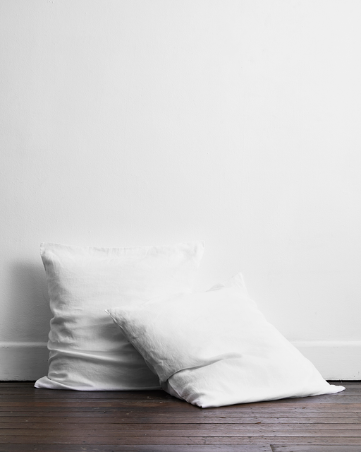 White 100% French Flax Linen European Pillowcases (Set of Two)