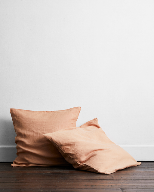 Terracotta 100% French Flax Linen European Pillowcases (Set of Two)