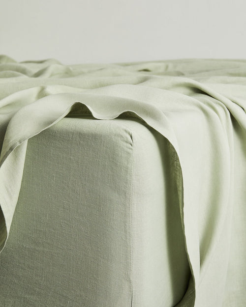 Sage 100% French Flax Linen Fitted Sheet
