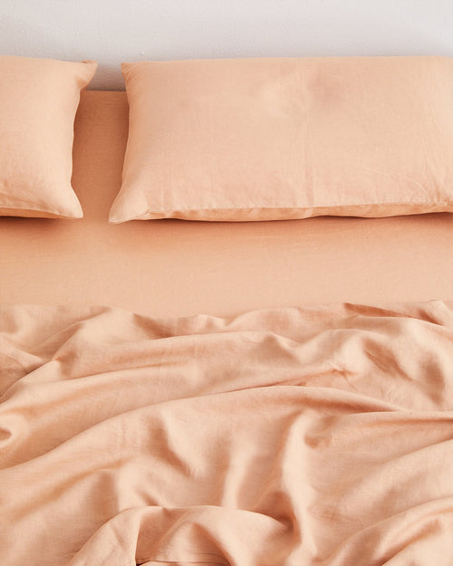 Terracotta 100% French Flax Linen Fitted Sheet