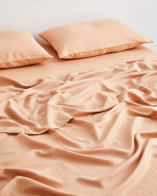Terracotta 100% French Flax Linen Fitted Sheet