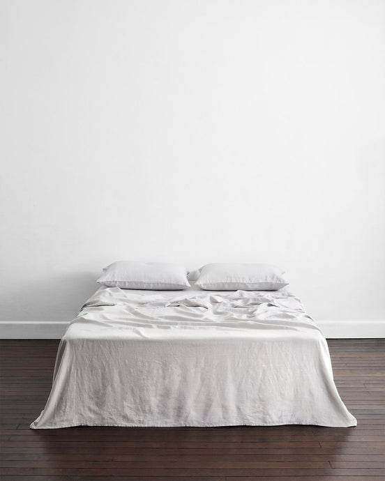 Fog 100% French Flax Linen Flat Sheet
