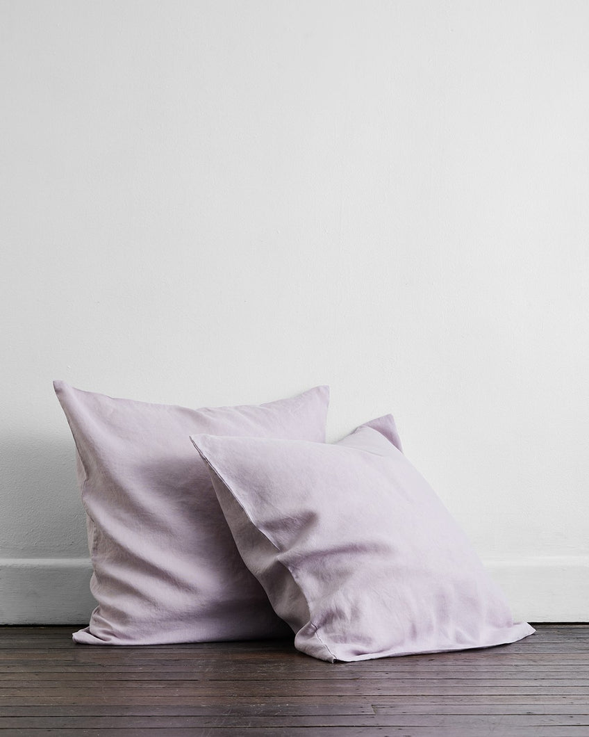 Lilac 100% French Flax Linen European Pillowcases (Set of Two)