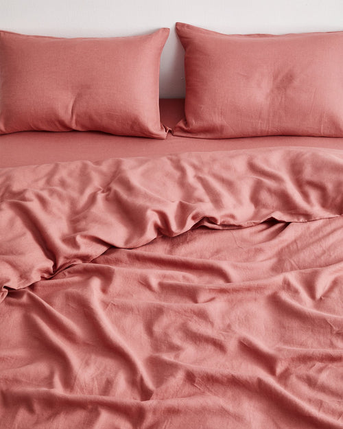 Pink Clay 100% French Flax Linen Pillowcases (Set of Two)