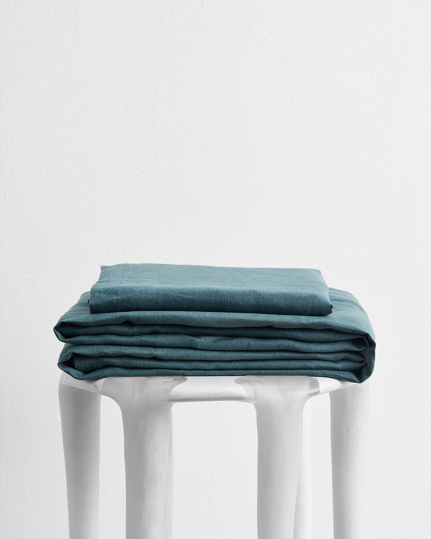 Petrol 100% Flax Linen Sheet Set