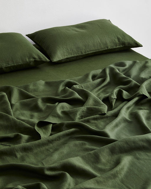 Olive 100% French Flax Linen Sheet Set