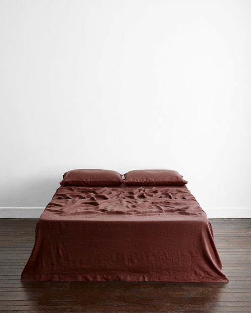 Cacao 100% French Flax Linen Flat Sheet