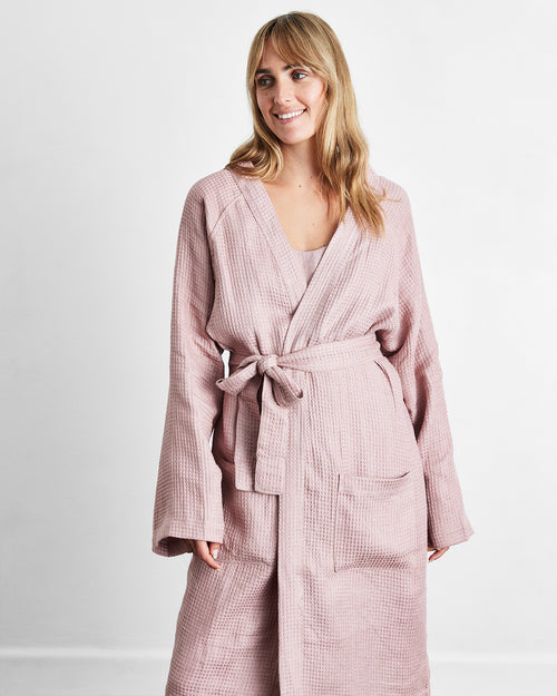 Lavender 100% French Flax Linen Waffle Robe