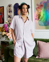 Lilac 100% French Flax Linen Shorts