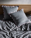 Mineral & Lilac 100% French Flax Linen Scalloped European Pillowcases (Set of Two)