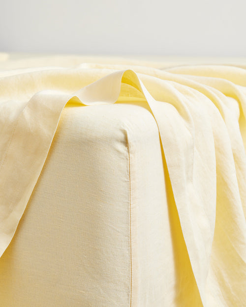 Limoncello 100% French Flax Linen Fitted Sheet