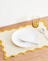 Limoncello & Turmeric 100% French Flax Linen Scalloped Placemats (Set of Four)