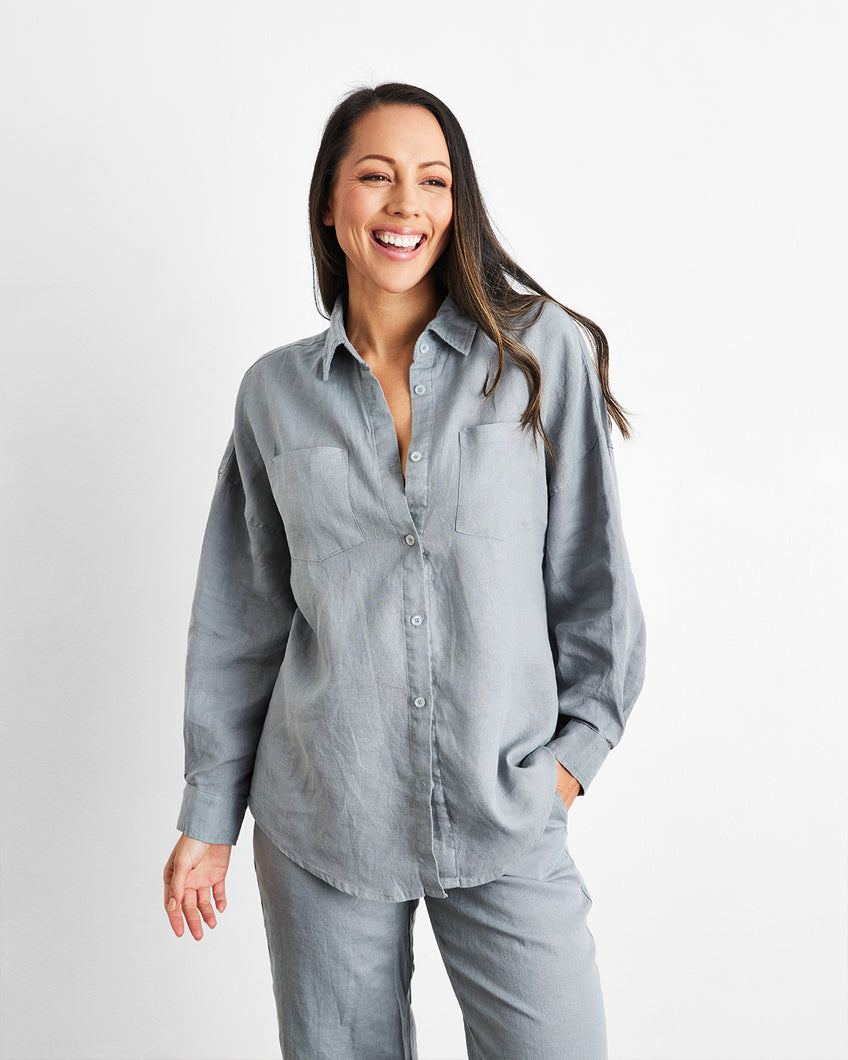 Mineral 100% French Flax Linen Long Sleeve Shirt