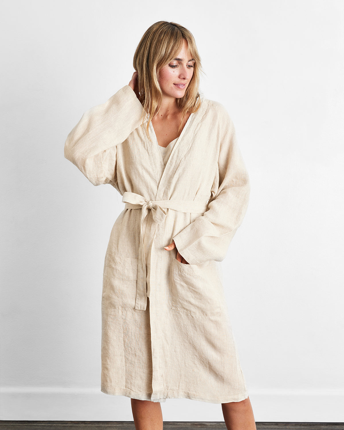Oatmeal 100% French Flax Linen Classic Robe