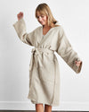 Oatmeal 100% French Flax Linen Waffle Robe