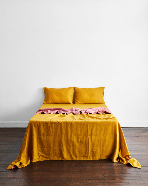 Pink Clay & Turmeric Two-Tone Quilted Bed Cover