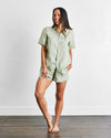Sage 100% French Flax Linen Short Sleeve Shirt