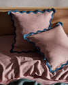 Lavender & Petrol 100% French Flax Linen Scalloped European Pillowcases (Set of Two)