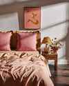 Pink Clay & Turmeric 100% French Flax Linen Scalloped European Pillowcases (Set of Two)