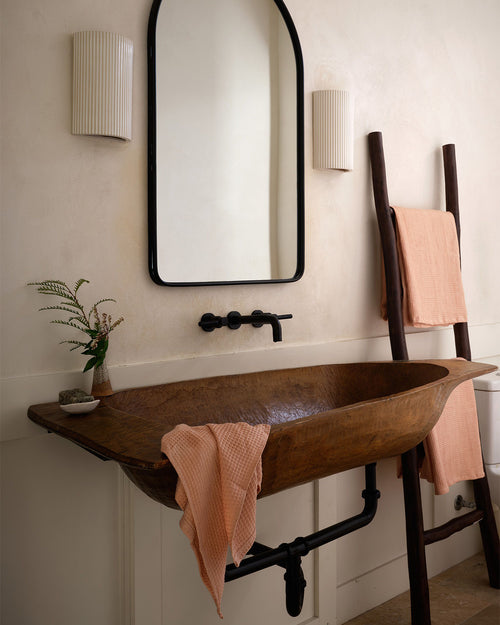 Terracotta 100% French Flax Linen Waffle Bath Towel