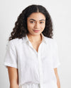 White 100% French Flax Linen Short Sleeve Shirt